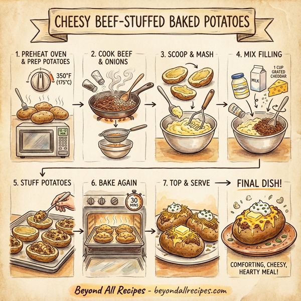 Cheesy Beef-Stuffed Baked Potatoes instructions