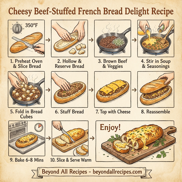 Cheesy Beef-Stuffed French Bread Delight instructions