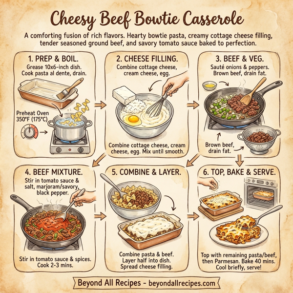 Cheesy Beef Bowtie Casserole instructions