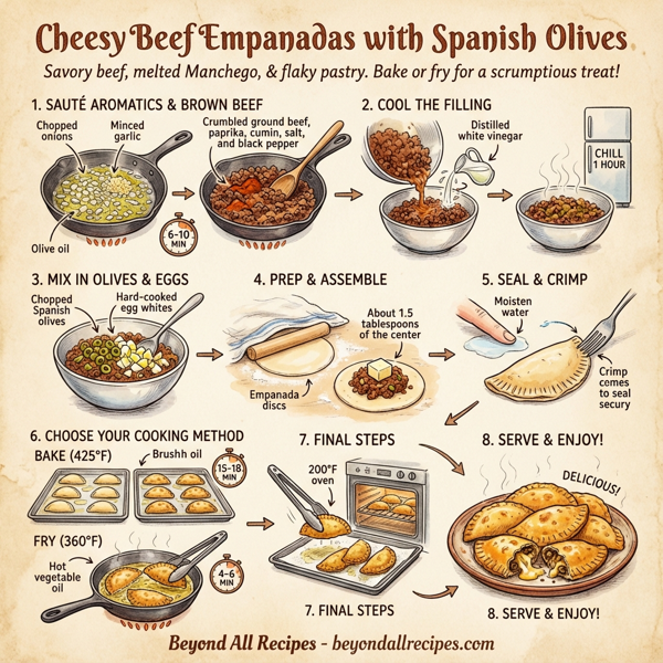 Cheesy Beef Empanadas with Spanish Olives instructions