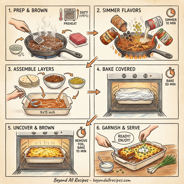 Cheesy Beef Enchilada Bake instructions