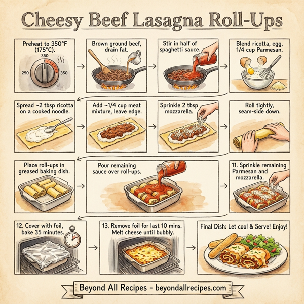 Cheesy Beef Lasagna Roll-Ups instructions