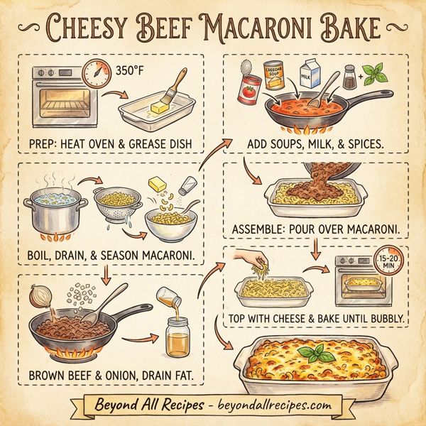Cheesy Beef Macaroni Bake instructions