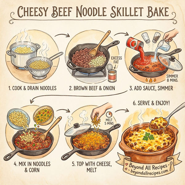 Cheesy Beef Noodle Skillet Bake instructions