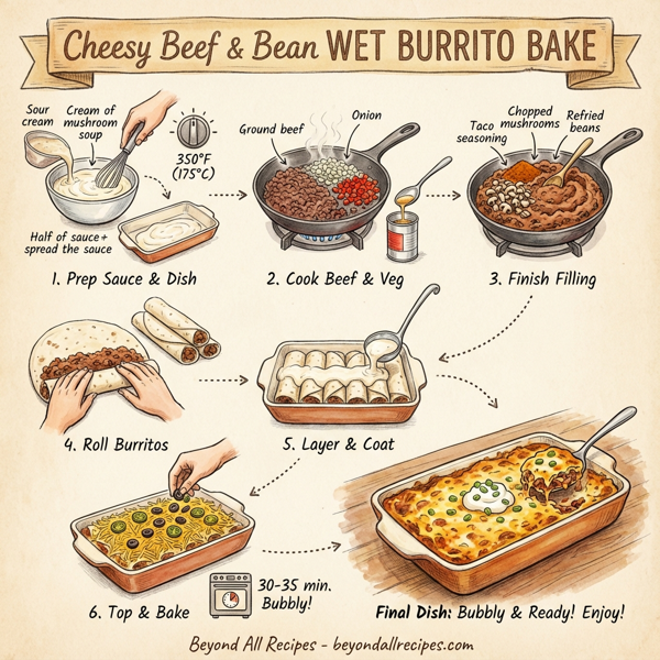 Cheesy Beef & Bean Wet Burrito Bake instructions