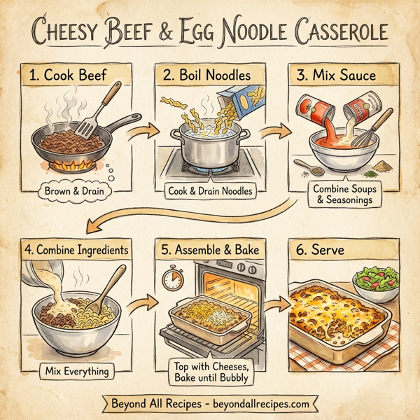 Cheesy Beef & Egg Noodle Casserole instructions