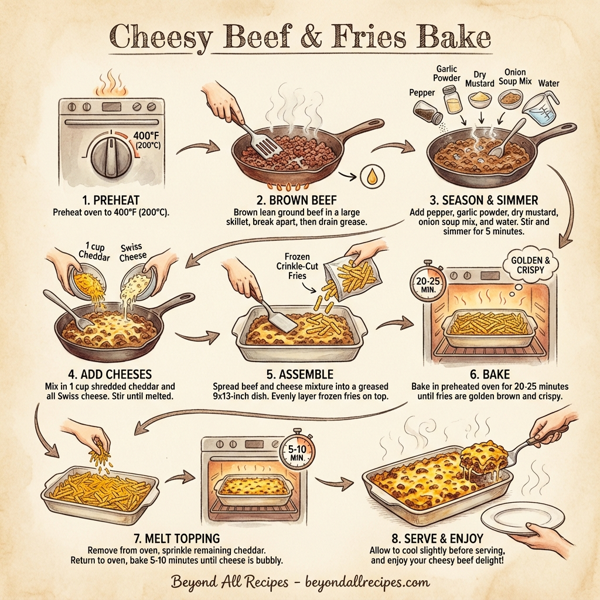 Cheesy Beef & Fries Bake instructions