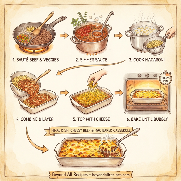 Cheesy Beef & Mac Baked Casserole instructions