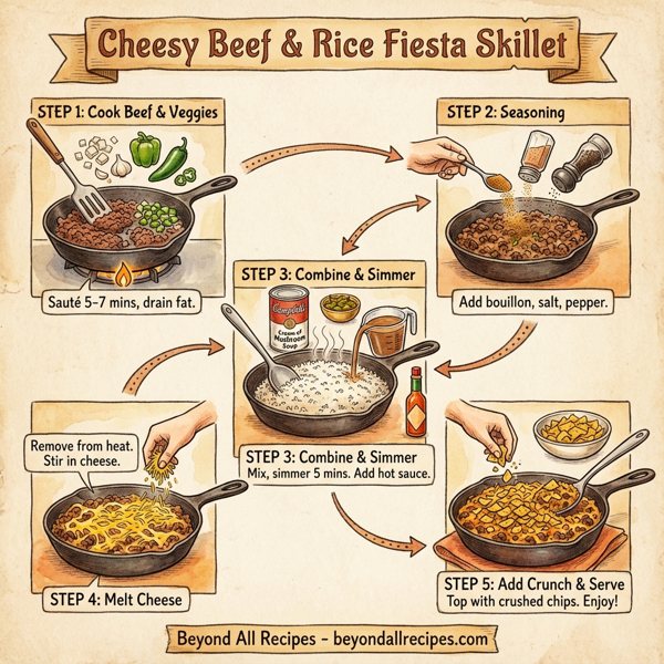 Cheesy Beef & Rice Fiesta Skillet instructions