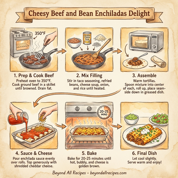 Cheesy Beef and Bean Enchiladas Delight instructions