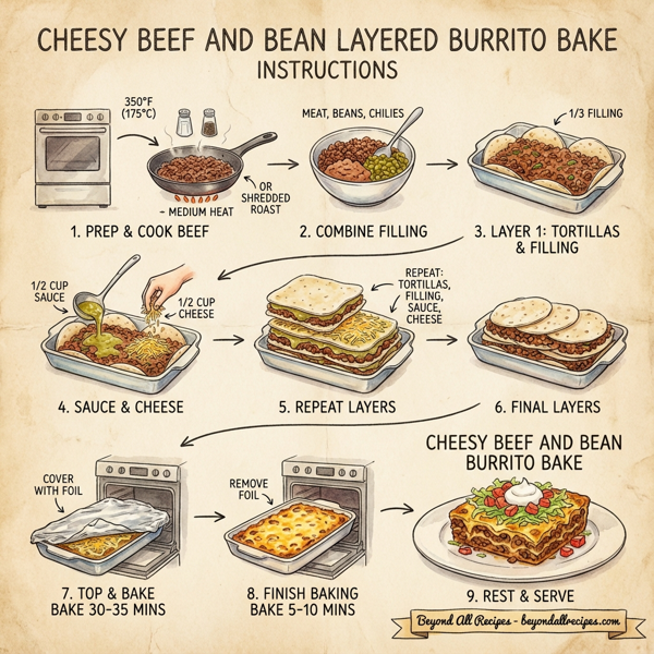 Cheesy Beef and Bean Layered Burrito Bake instructions