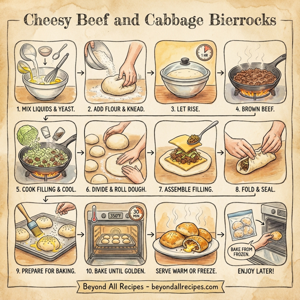 Cheesy Beef and Cabbage Bierrocks instructions