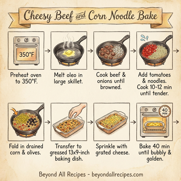 Cheesy Beef and Corn Noodle Bake instructions
