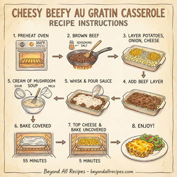 Cheesy Beefy Au Gratin Casserole instructions