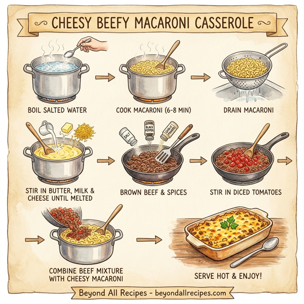 Cheesy Beefy Macaroni Casserole instructions