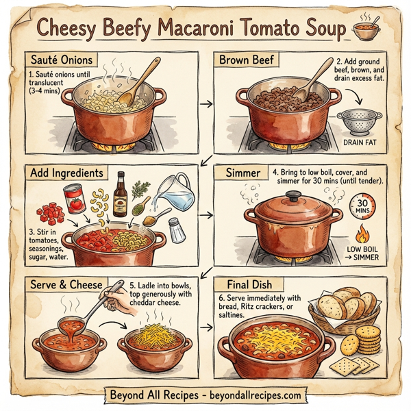 Cheesy Beefy Macaroni Tomato Soup instructions