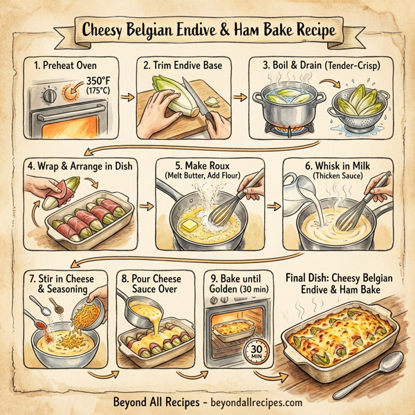 Cheesy Belgian Endive & Ham Bake instructions