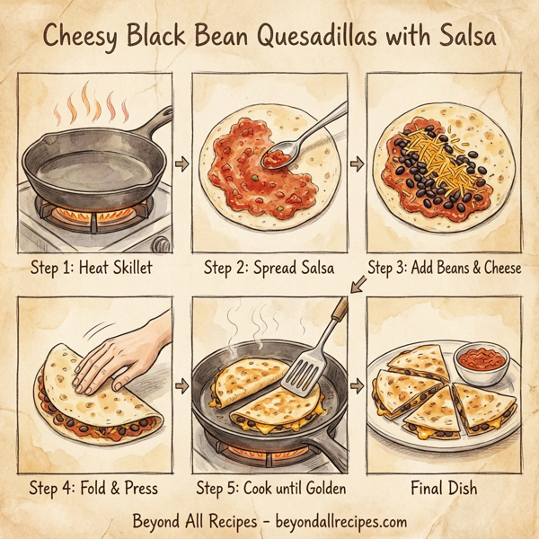Cheesy Black Bean Quesadillas with Salsa instructions