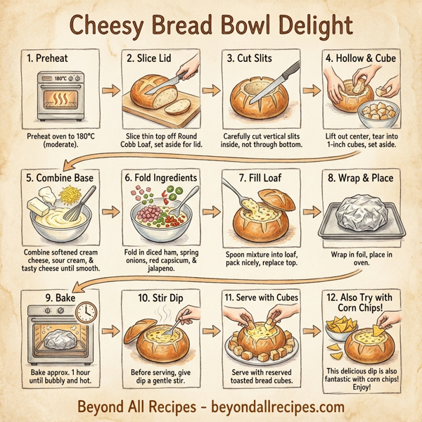 Cheesy Bread Bowl Delight instructions