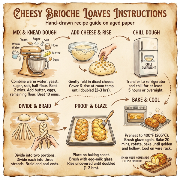 Cheesy Brioche Loaves instructions