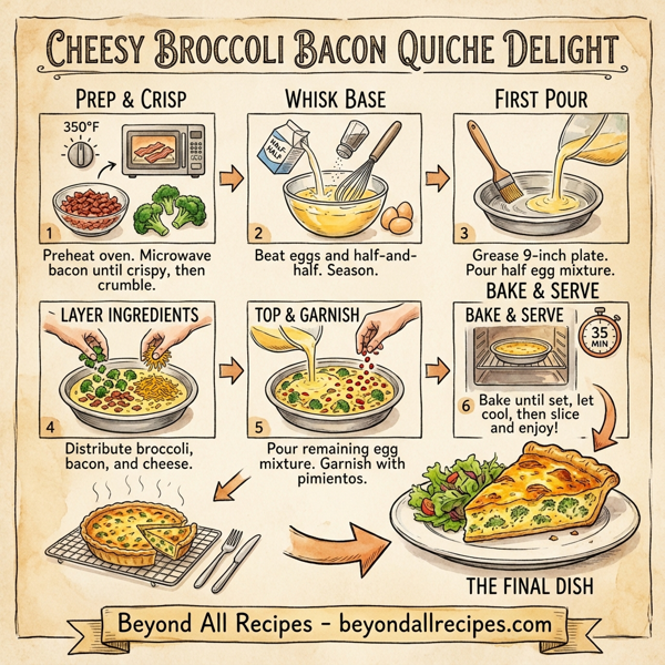 Cheesy Broccoli Bacon Quiche Delight instructions