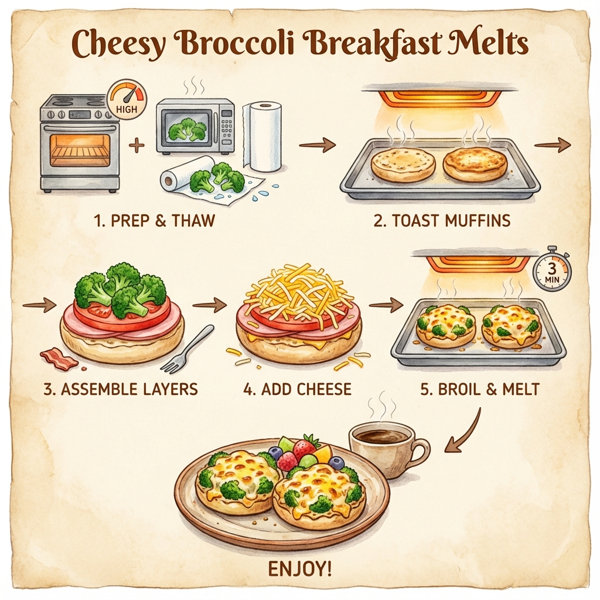 Cheesy Broccoli Breakfast Melts instructions