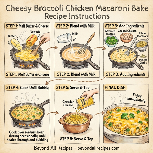 Cheesy Broccoli Chicken Macaroni Bake instructions