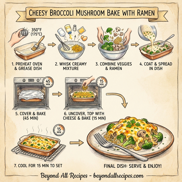 Cheesy Broccoli Mushroom Bake with Ramen instructions