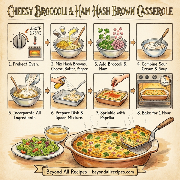 Cheesy Broccoli & Ham Hash Brown Casserole instructions