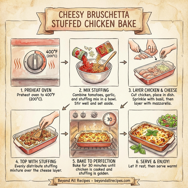 Cheesy Bruschetta Stuffed Chicken Bake instructions