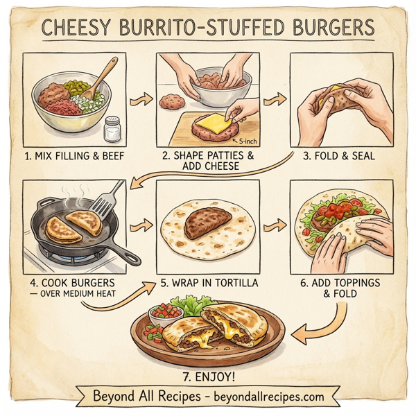 Cheesy Burrito-Stuffed Burgers instructions