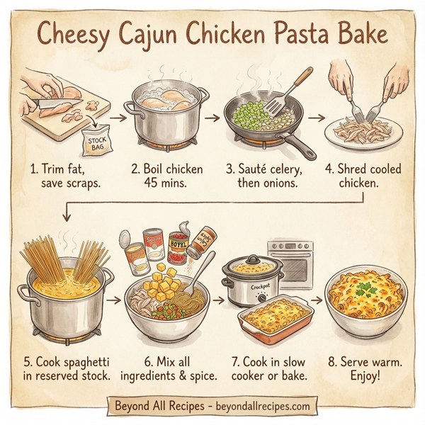 Cheesy Cajun Chicken Pasta Bake instructions