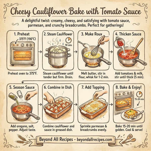 Cheesy Cauliflower Bake with Tomato Sauce instructions