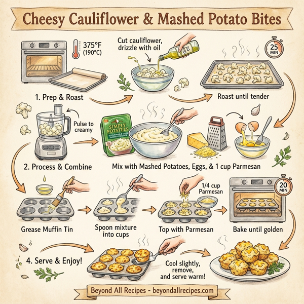 Cheesy Cauliflower & Mashed Potato Bites instructions