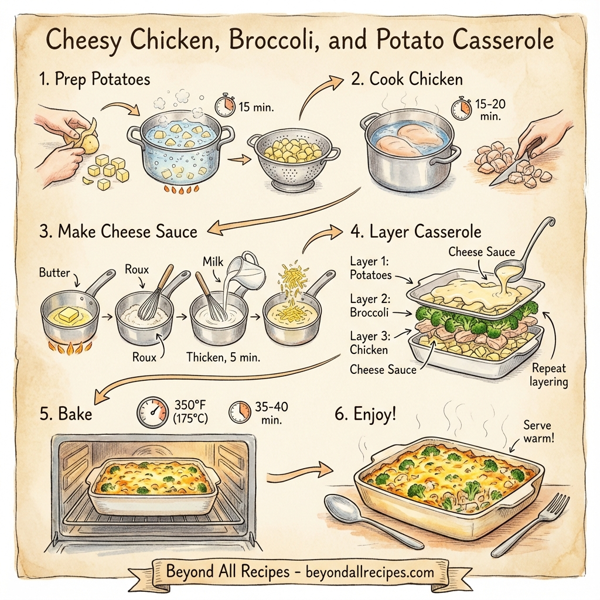 Cheesy Chicken, Broccoli, and Potato Casserole instructions
