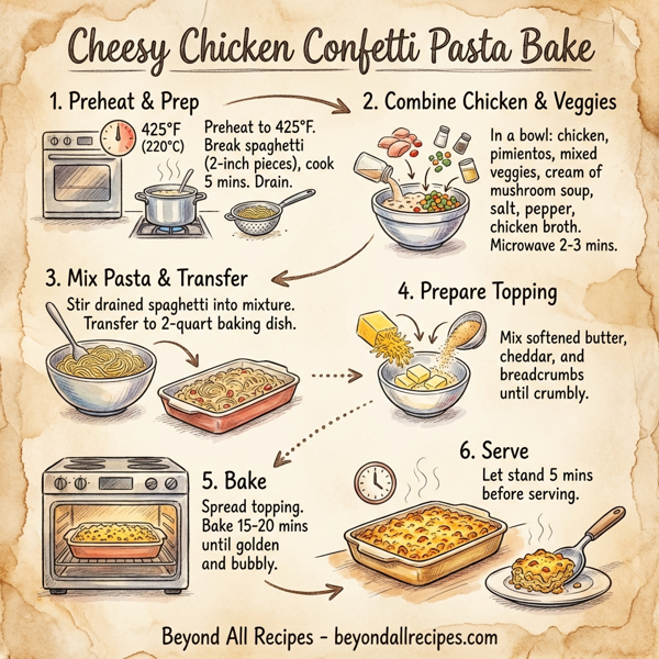 Cheesy Chicken Confetti Pasta Bake instructions