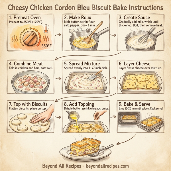 Cheesy Chicken Cordon Bleu Biscuit Bake instructions