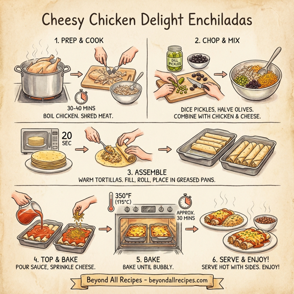 Cheesy Chicken Delight Enchiladas instructions