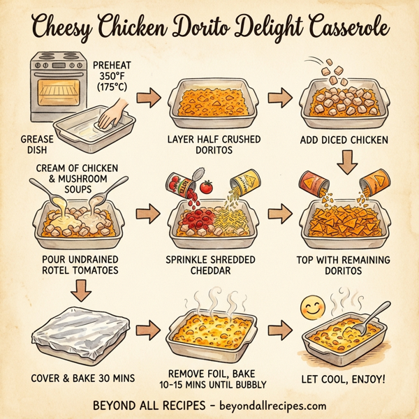 Cheesy Chicken Dorito Delight Casserole instructions