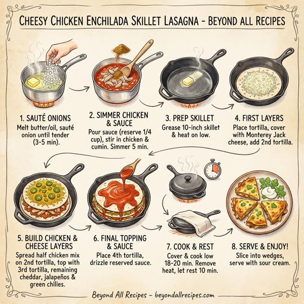 Cheesy Chicken Enchilada Skillet Lasagna instructions
