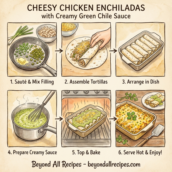 Cheesy Chicken Enchiladas with Creamy Green Chile Sauce instructions