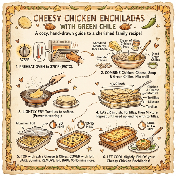 Cheesy Chicken Enchiladas with Green Chile instructions