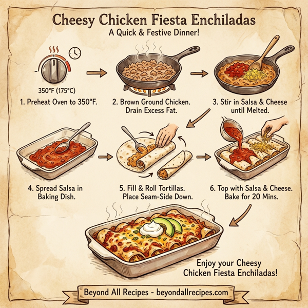 Cheesy Chicken Fiesta Enchiladas instructions