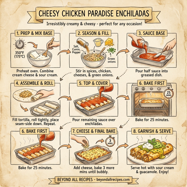 Cheesy Chicken Paradise Enchiladas instructions