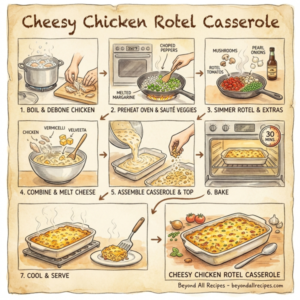Cheesy Chicken Rotel Casserole instructions