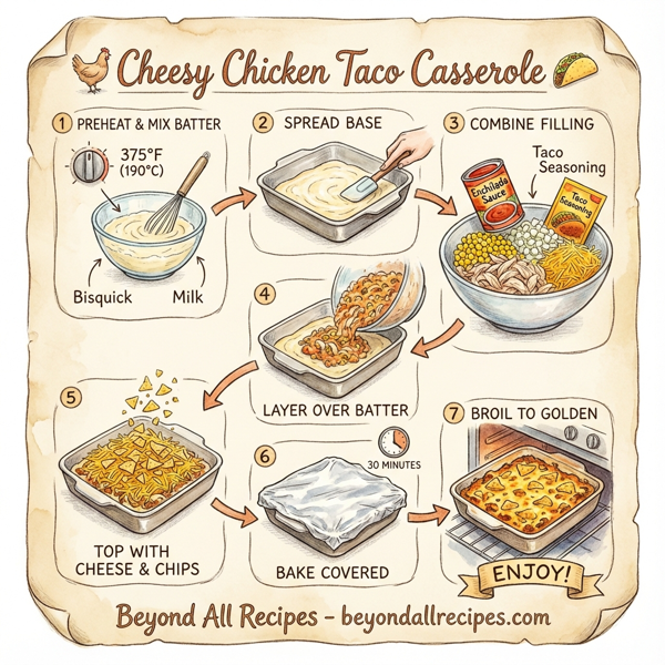 Cheesy Chicken Taco Casserole instructions