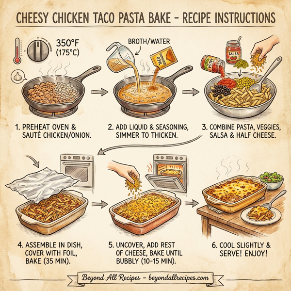 Cheesy Chicken Taco Pasta Bake instructions