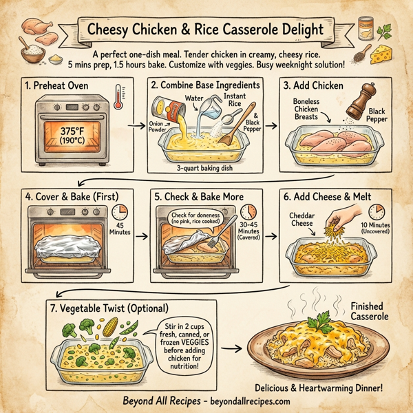 Cheesy Chicken & Rice Casserole Delight instructions