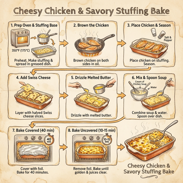 Cheesy Chicken & Savory Stuffing Bake instructions