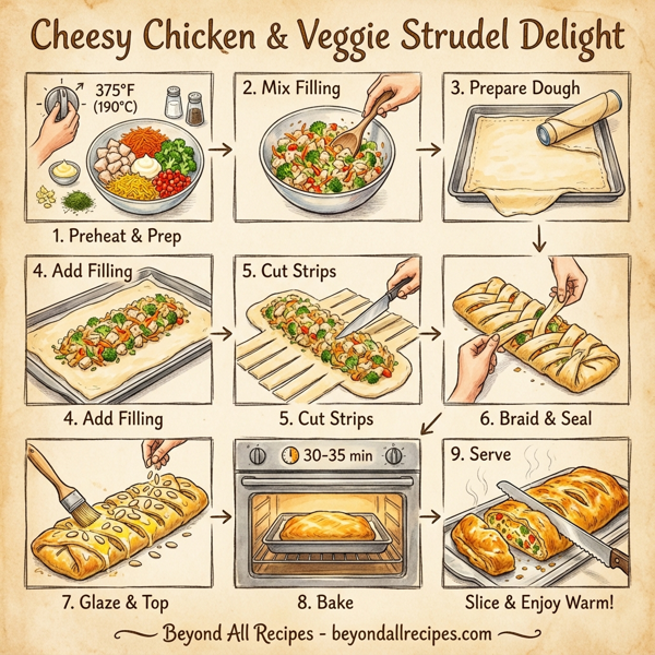Cheesy Chicken & Veggie Strudel Delight instructions